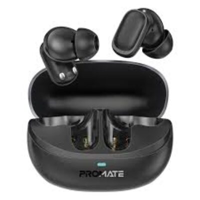 Promate Wireless Earbuds BT with Charging Case High Definition, Black | LUSH-PRO.BLACK