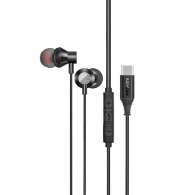 Promate Ergonomic In-Ear USB-C Wired ENC Stereo Earphones – Black | Silken-ENC.BLACK